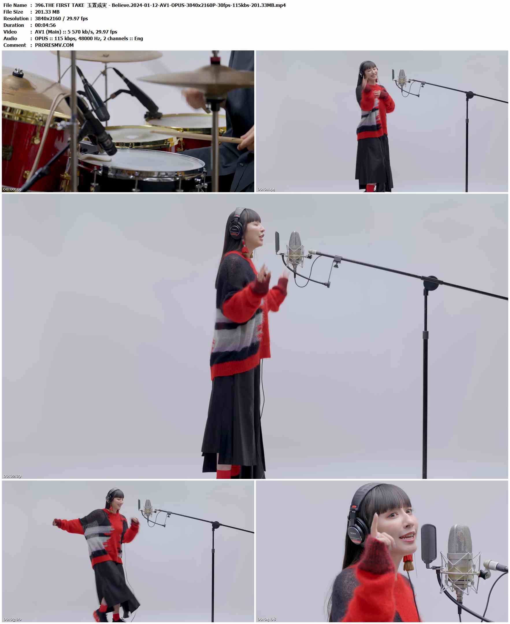 396.THE FIRST TAKE  玉置成実 - Believe.2024-01-12-AV1-OPUS-3840x2160P-30fps-115kbs-201.33MB官方MV_高清MV